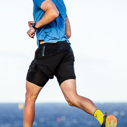 Mens Tern 2-In-1 Trail Shorts (Black)