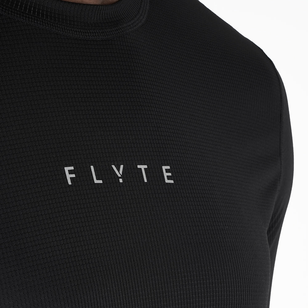 Mens Aeolus Core Long Sleeve Running Tee (Black)