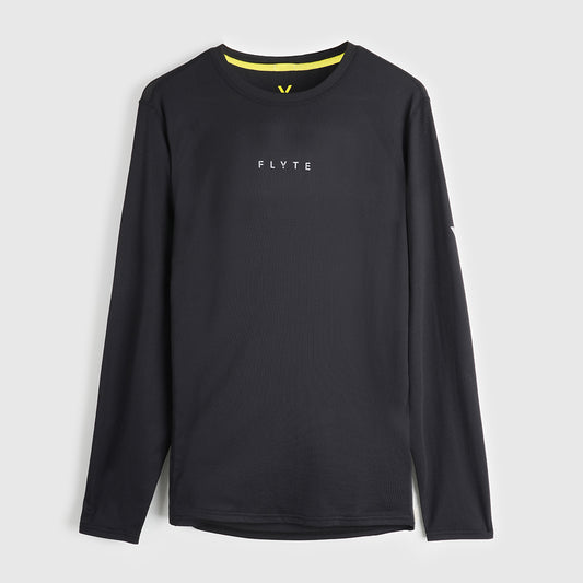 Mens Aeolus Core Long Sleeve Running Tee (Black)