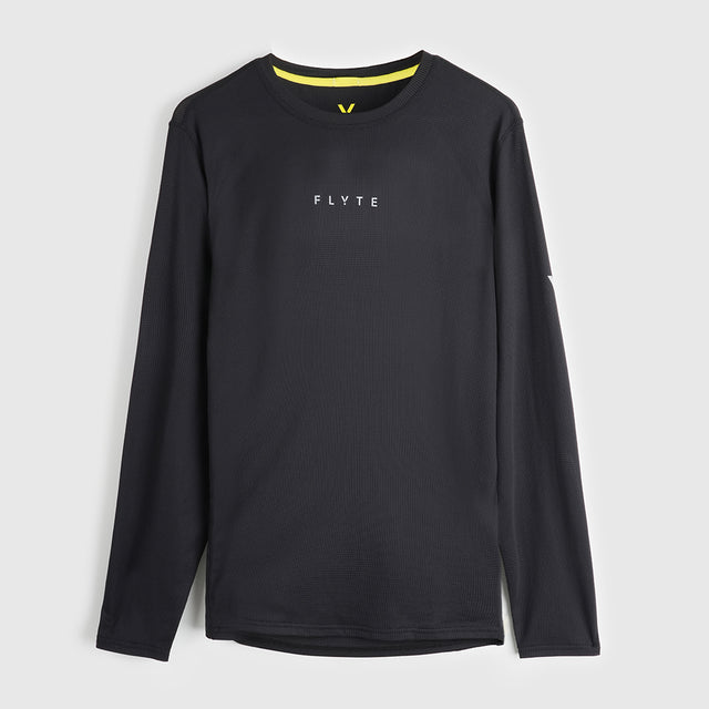 Mens Aeolus Core Long Sleeve Running Tee (Black) #contain