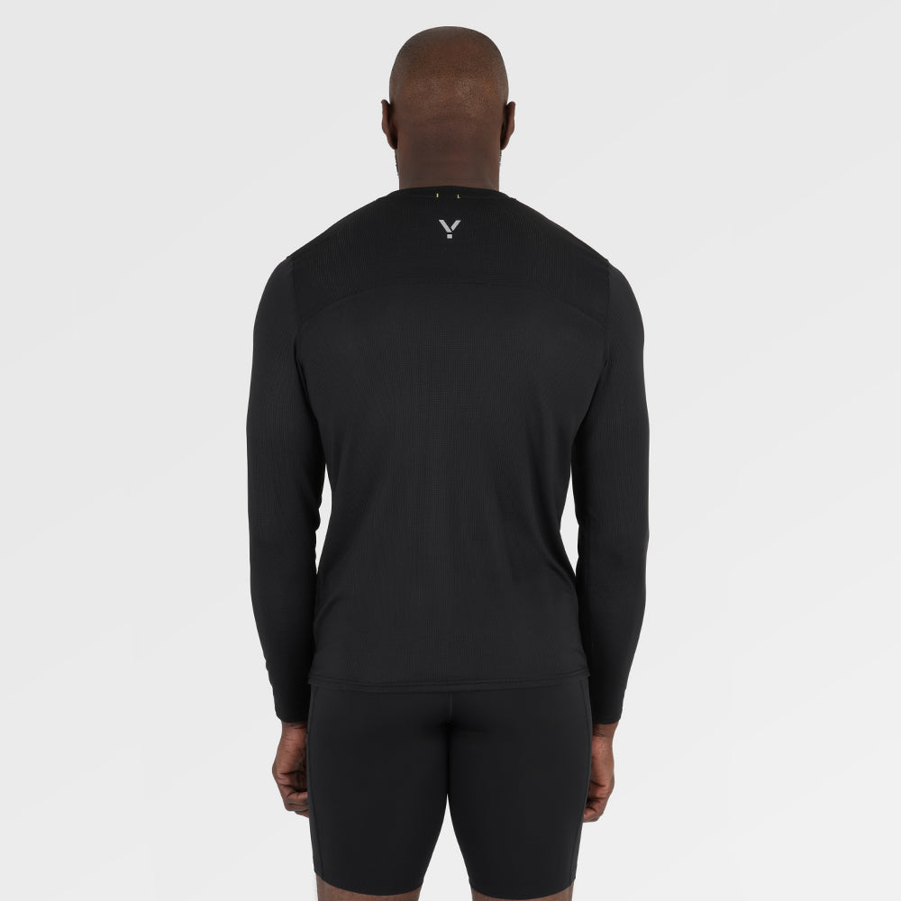 Mens Aeolus Core Long Sleeve Running Tee (Black)
