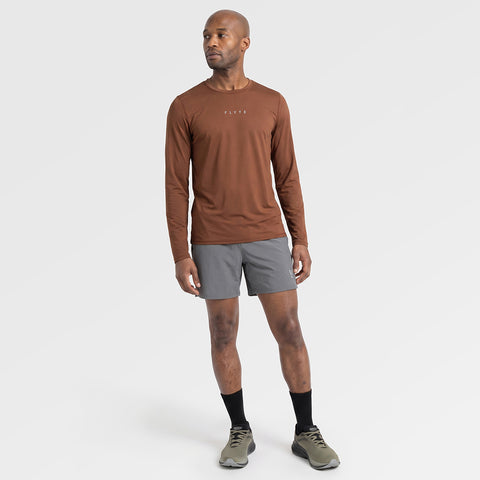 Mens Aeolus Core Long Sleeve Running Tee (Emperador) ✦AI
