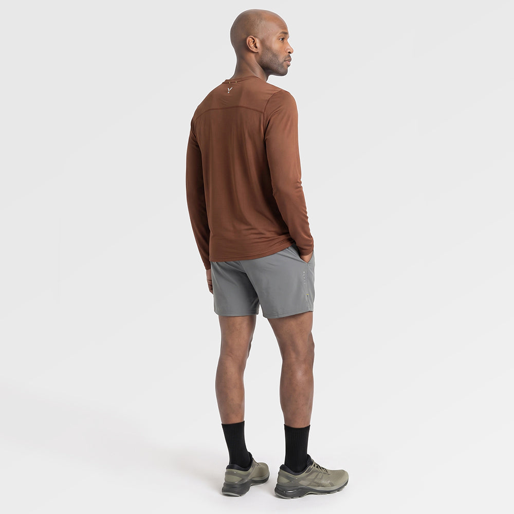 Mens Aeolus Core Long Sleeve Running Tee (Emperador) ✦AI