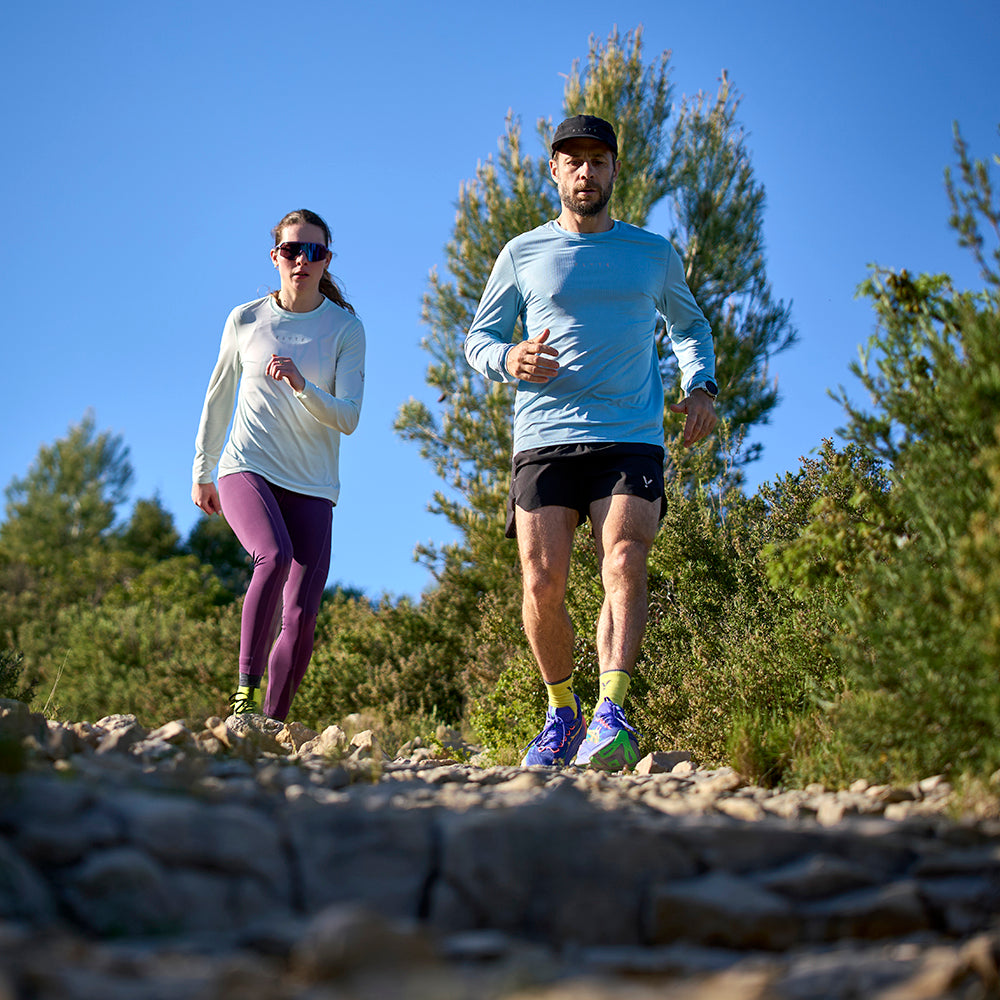 Mens Aeolus Core Long Sleeve Running Tee (Forget Me Not)