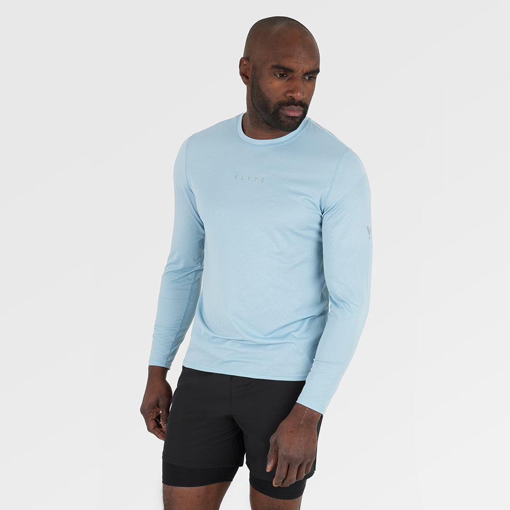 Mens Aeolus Core Long Sleeve Running Tee (Forget Me Not)