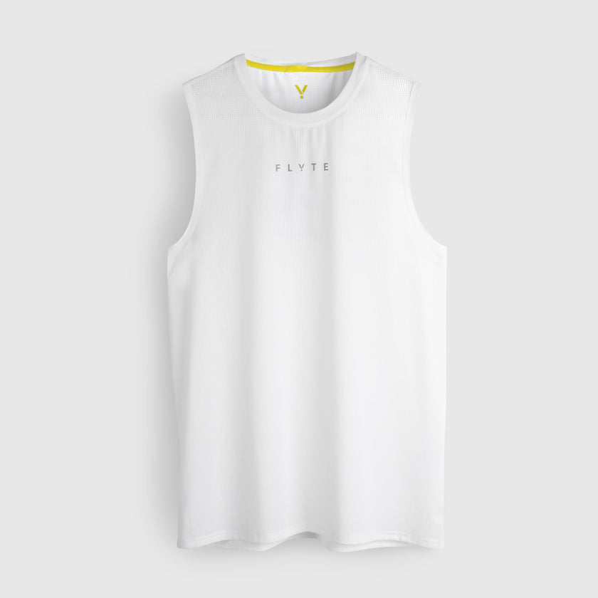 Mens Aeolus Core Running Singlet (White) #contain