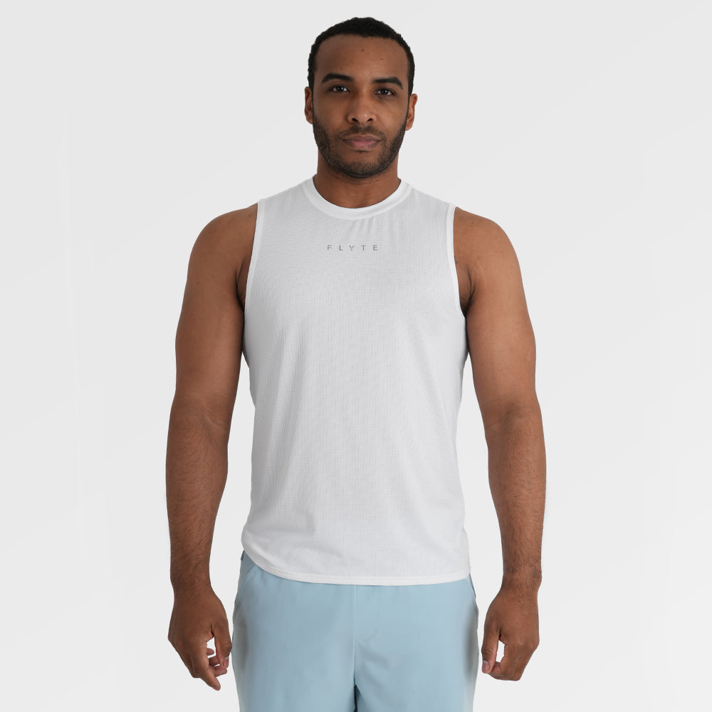 Mens Aeolus Core Running Singlet (White)