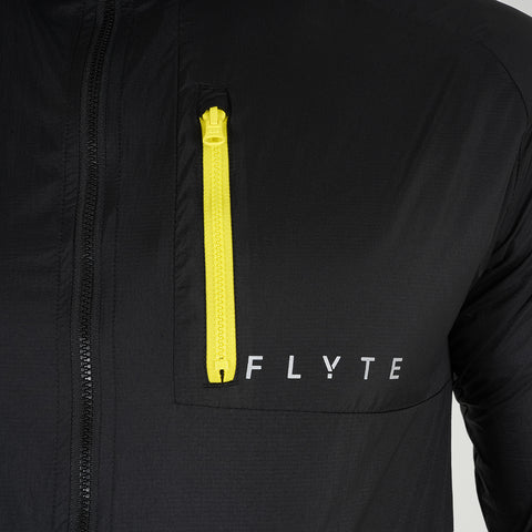 Mens Finch Windproof Packable Hooded Running Jacket (Black)