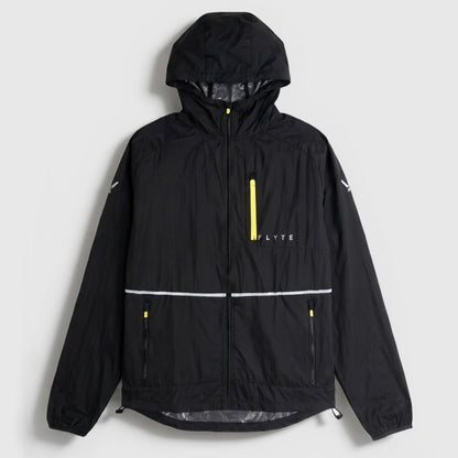 Mens Finch Windproof Packable Hooded Running Jacket (Black) #contain
