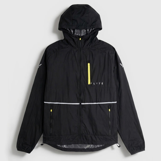 Mens Finch Windproof Packable Hooded Running Jacket (Black) #contain