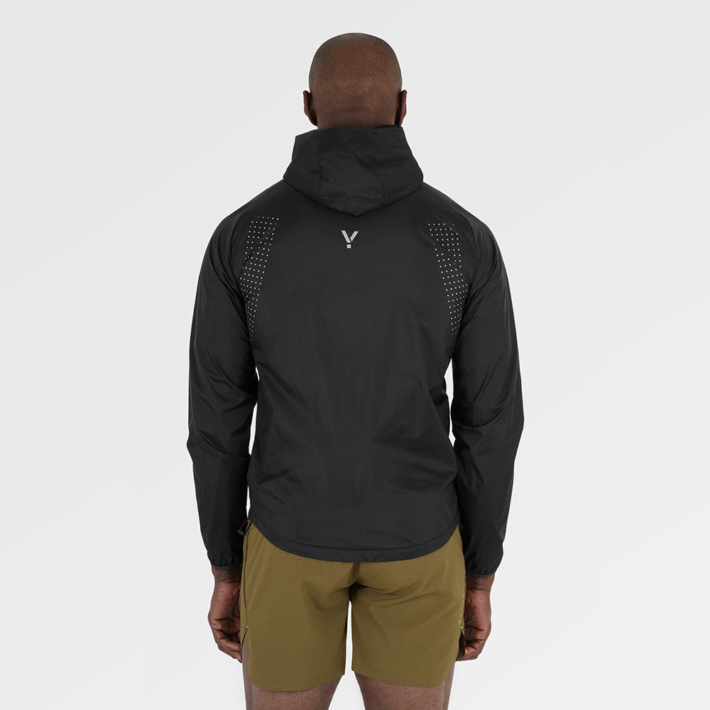 Mens Finch Windproof Packable Hooded Running Jacket (Black)