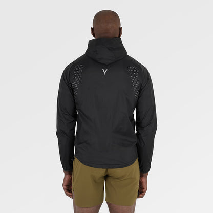 Mens Finch Windproof Packable Hooded Running Jacket (Black)