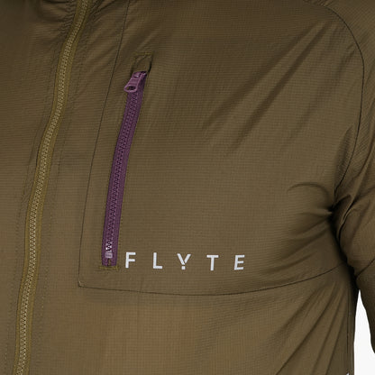 Mens Finch Windproof Packable Hooded Running Jacket (Khaki)