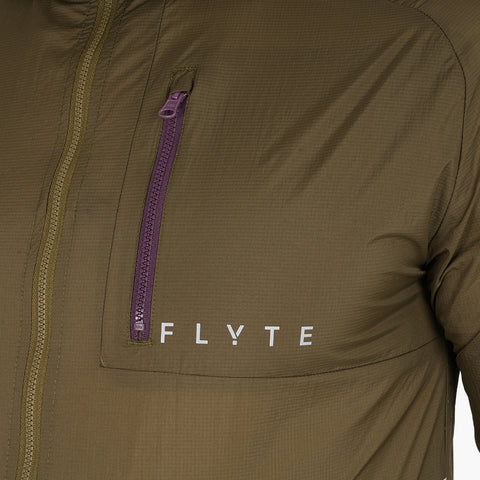 Mens Finch Windproof Packable Hooded Running Jacket (Khaki)