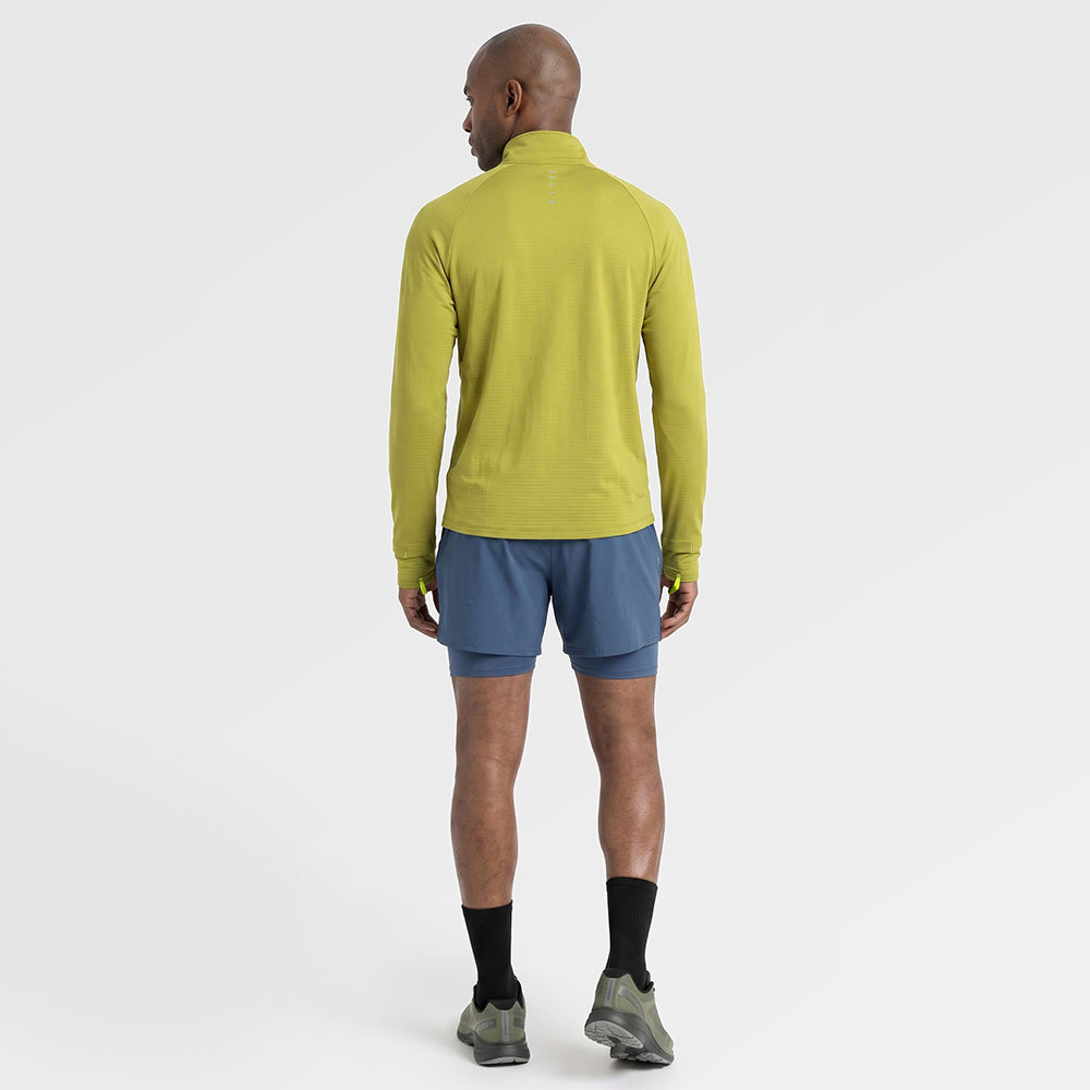 Mens Horizon 1/4 Zip Hoodless Running Grid Fleece Pullover (Lime) ✦AI