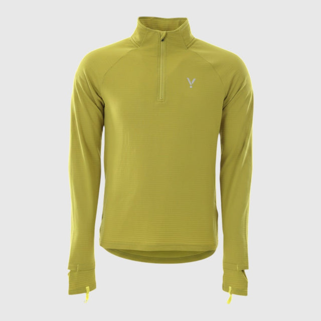 Mens Horizon 1/4 Zip Hoodless Running Grid Fleece Pullover (Lime) #contain ✦AI
