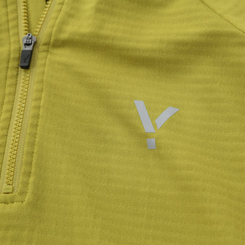 Mens Horizon 1/4 Zip Hoodless Running Grid Fleece Pullover (Lime)