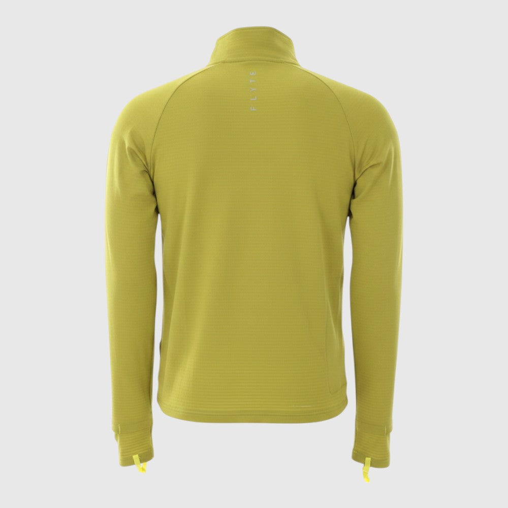 Mens Horizon 1/4 Zip Hoodless Running Grid Fleece Pullover (Lime) #contain ✦AI