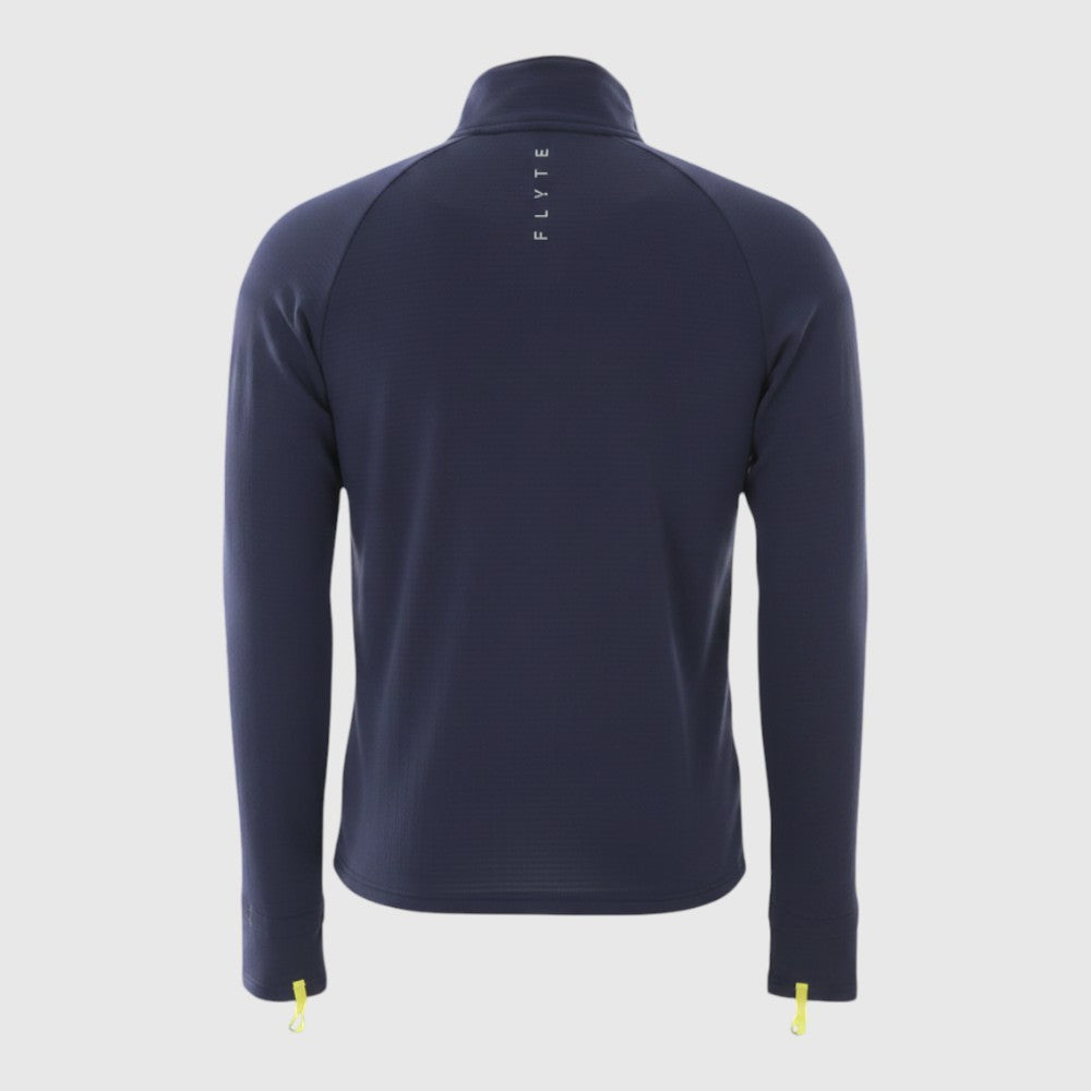 Mens Horizon 1/4 Zip Hoodless Running Grid Fleece Pullover (Navy) #contain ✦AI