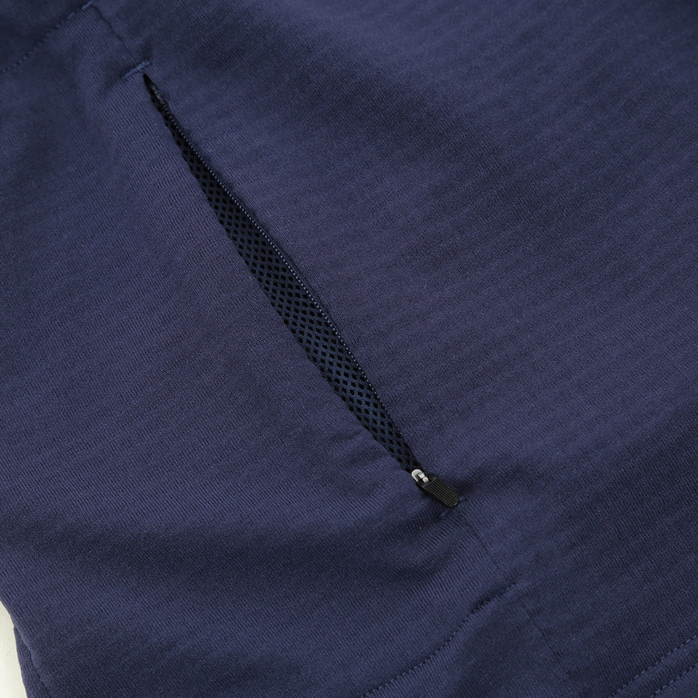 Mens Horizon 1/4 Zip Hoodless Running Grid Fleece Pullover (Navy)
