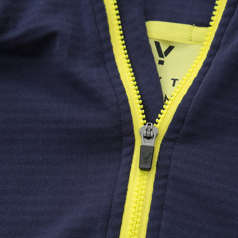 Mens Horizon 1/4 Zip Hoodless Running Grid Fleece Pullover (Navy)