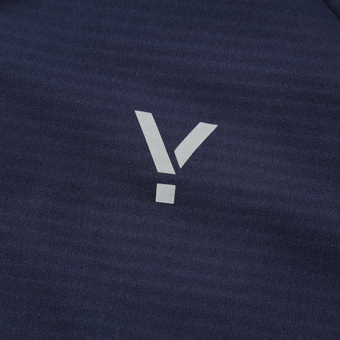 Mens Horizon 1/4 Zip Hoodless Running Grid Fleece Pullover (Navy)