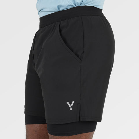Mens Skua 5 Inch Core 2-In-1 Running Shorts (Black)