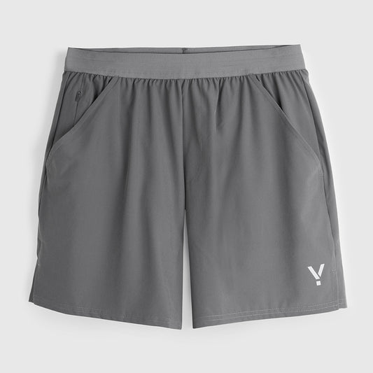 Mens Skua 5 Inch Core Running Shorts (Gray Pinstripe)