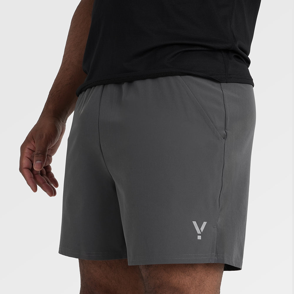 Mens Skua 5 Inch Core Running Shorts (Gray Pinstripe)