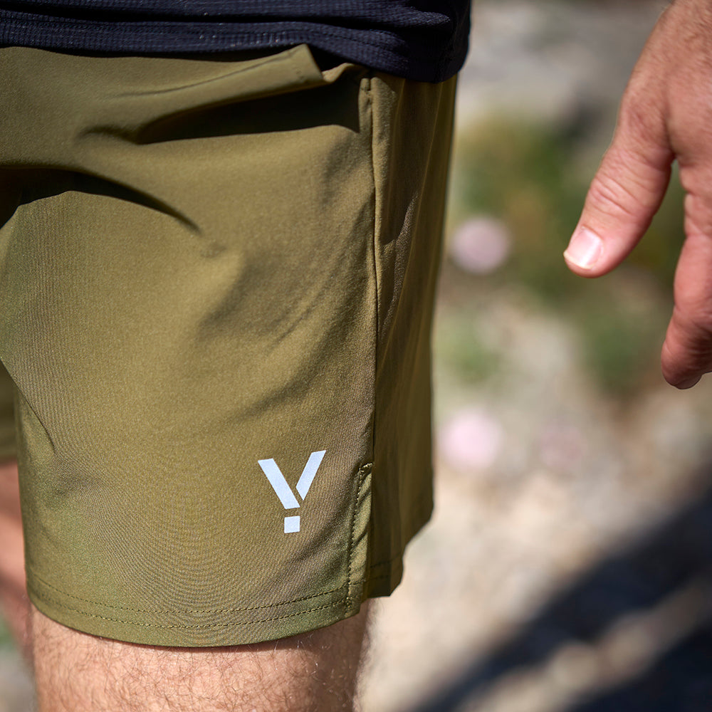 Mens Skua 5 Inch Core Running Shorts (Khaki)
