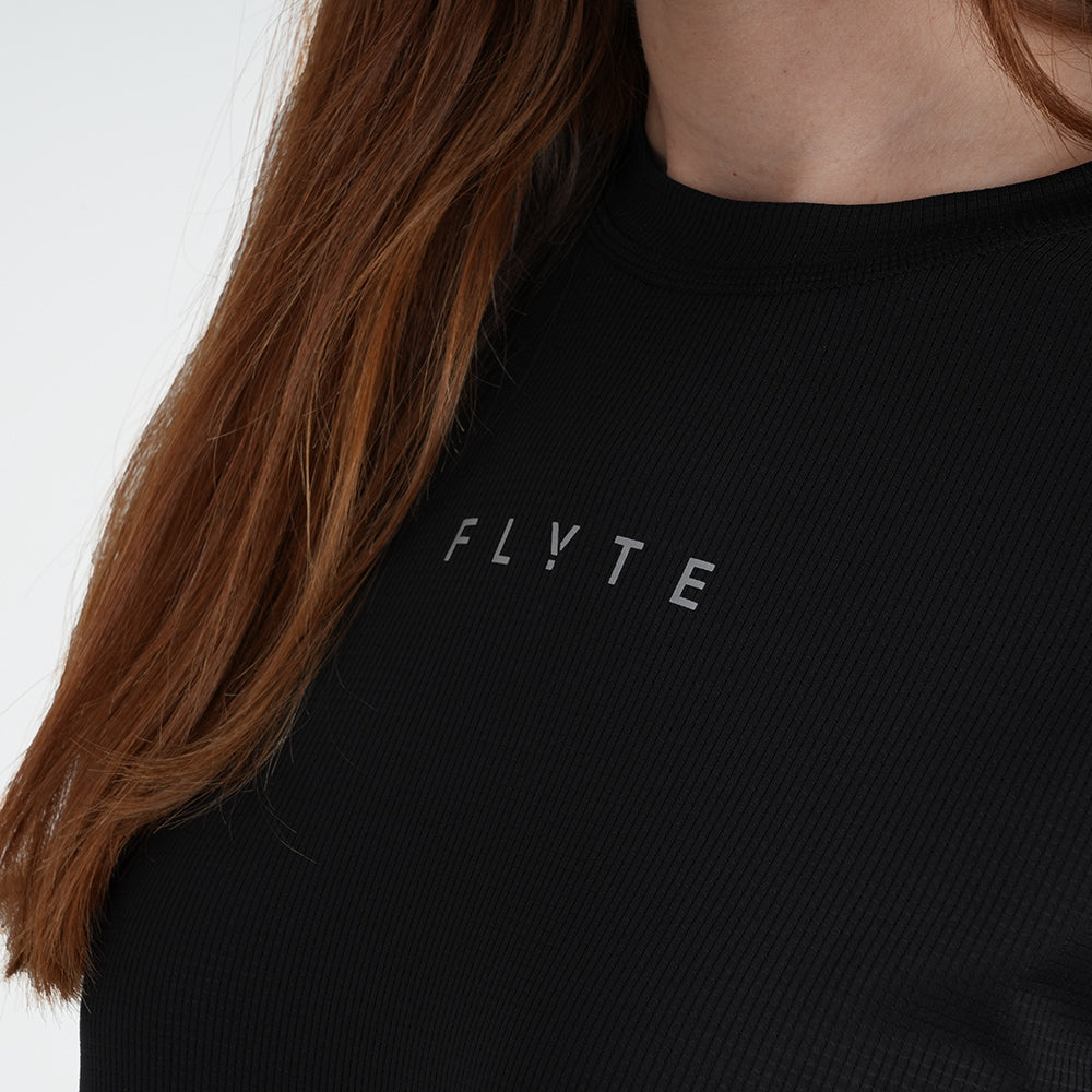 Womens Elpis Core Long Sleeve Running Tee (Black)