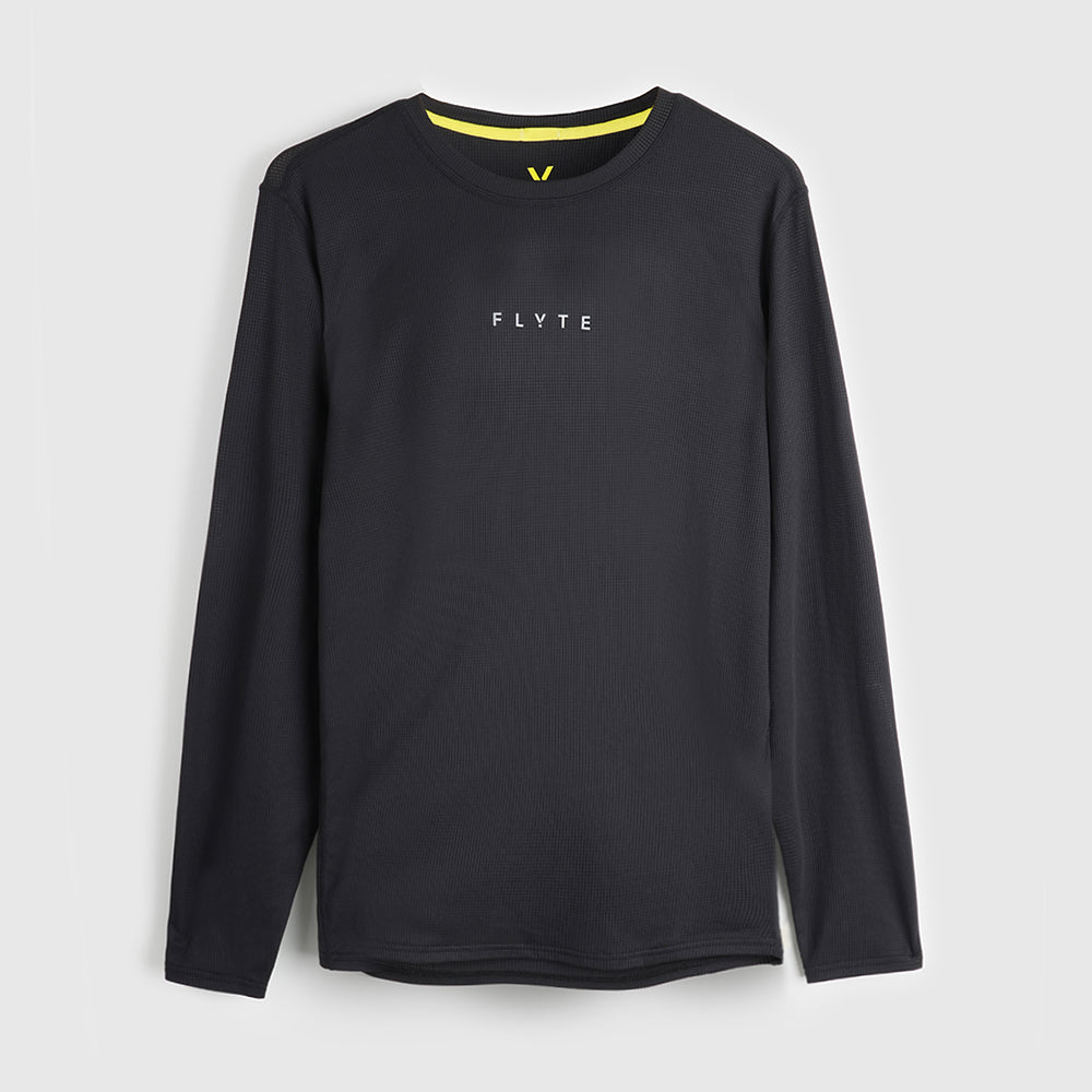 Womens Elpis Core Long Sleeve Running Tee (Black) #contain