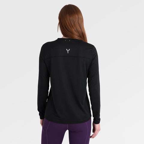 Womens Elpis Core Long Sleeve Running Tee (Black)