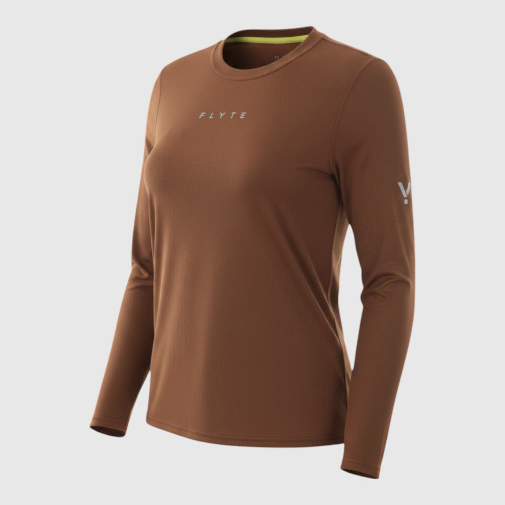Womens Elpis Core Long Sleeve Running Tee (Emperador) #contain ✦AI
