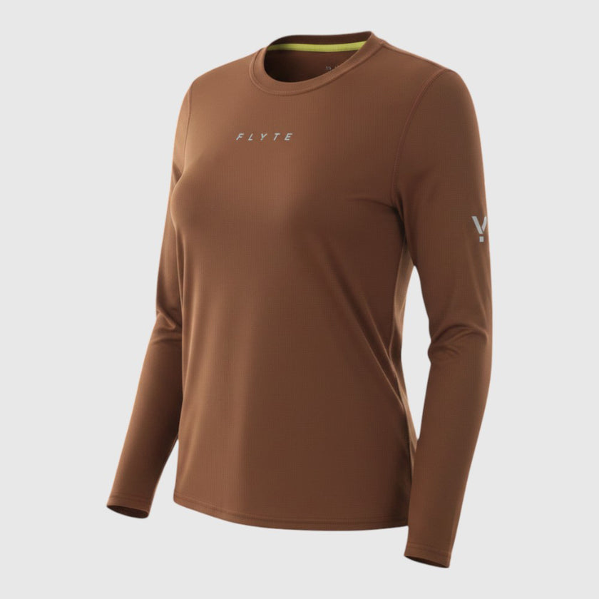 Womens Elpis Core Long Sleeve Running Tee (Emperador) #contain ✦AI