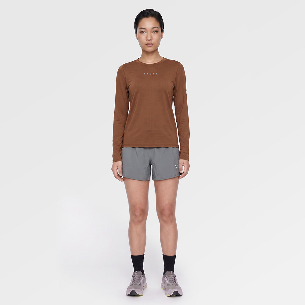 Womens Elpis Core Long Sleeve Running Tee (Emperador) ✦AI