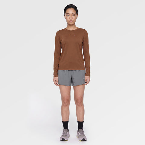 Womens Elpis Core Long Sleeve Running Tee (Emperador) ✦AI