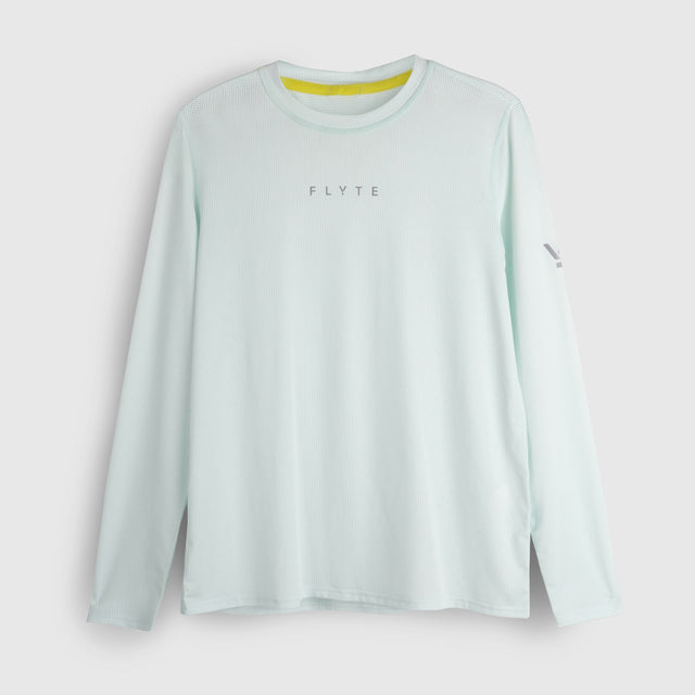 Womens Elpis Core Long Sleeve Running Tee (Morning Mist) #contain