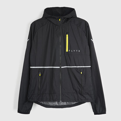 Womens Finch Windproof Packable Hooded Running Jacket (Black)