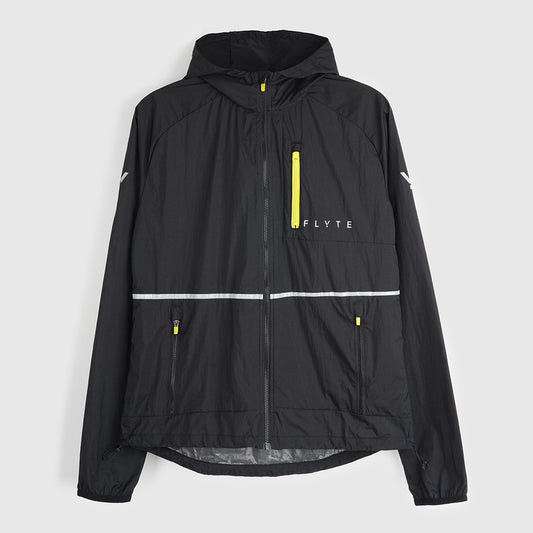Womens Finch Windproof Packable Hooded Running Jacket (Black)