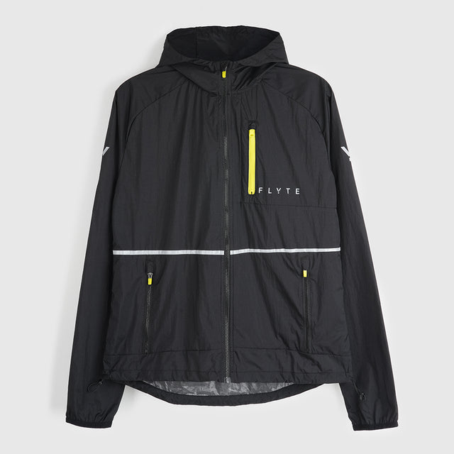 Womens Finch Windproof Packable Hooded Running Jacket (Black)