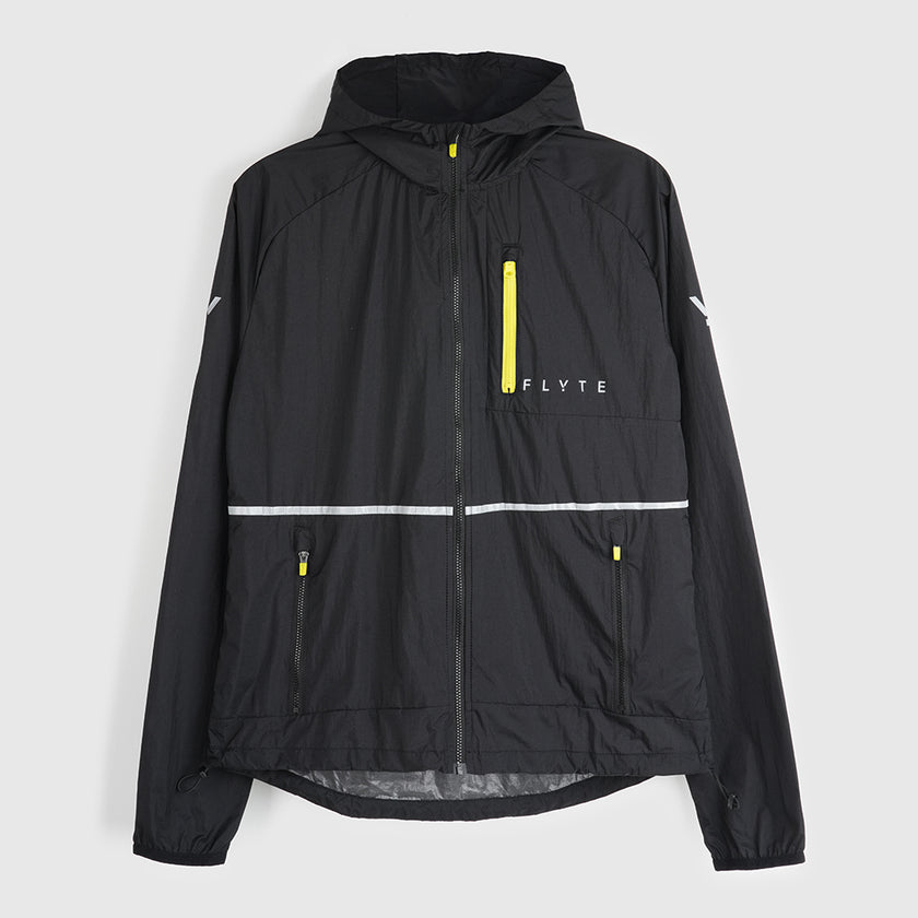 Womens Finch Windproof Packable Hooded Running Jacket (Black)