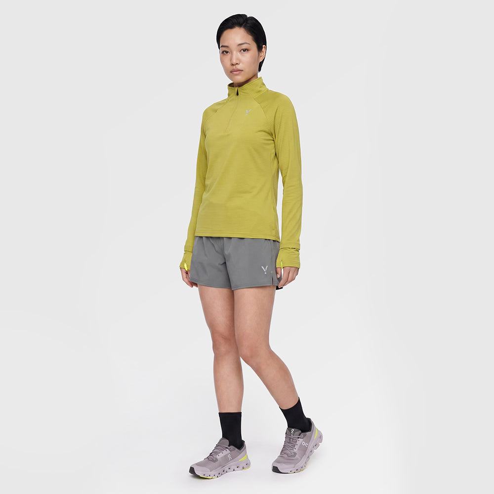 Womens Horizon 1/4 Zip Hoodless Running Grid Fleece Fleece (Lime) ✦AI