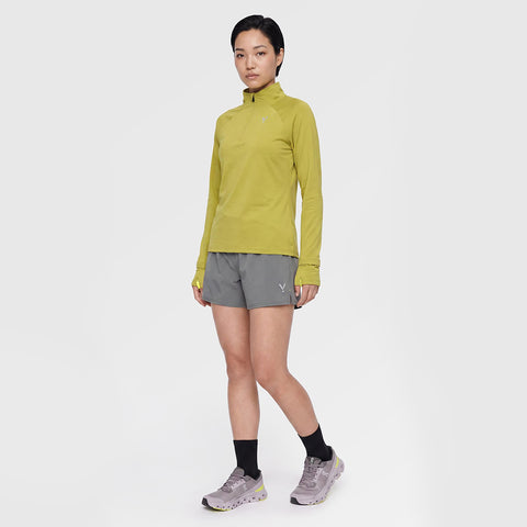 Womens Horizon 1/4 Zip Hoodless Running Grid Fleece Fleece (Lime) ✦AI