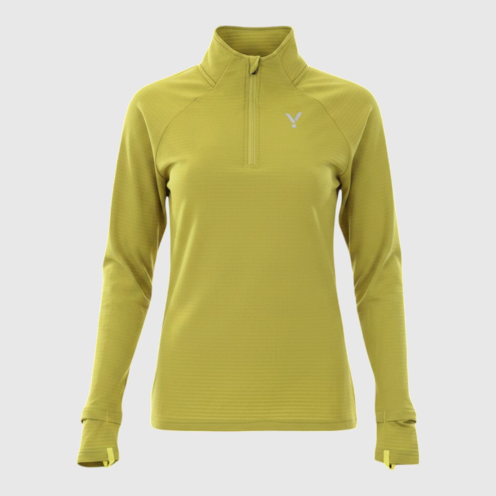 Womens Horizon 1/4 Zip Hoodless Running Grid Fleece Fleece (Lime) #contain ✦AI
