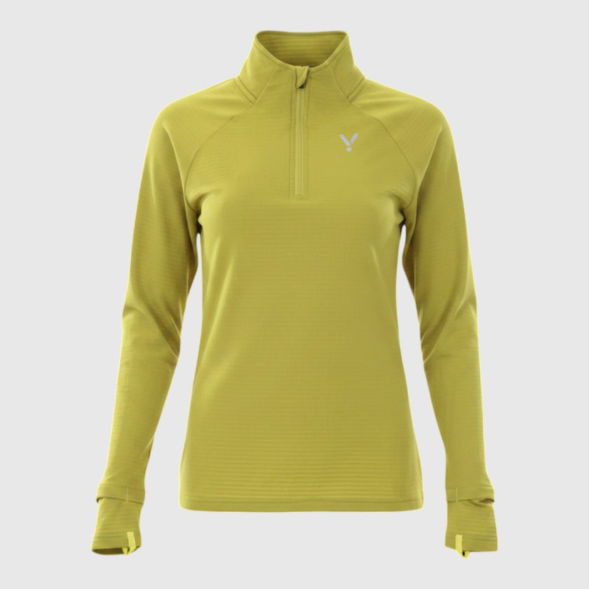 Womens Horizon 1/4 Zip Hoodless Running Grid Fleece Fleece (Lime) #contain ✦AI