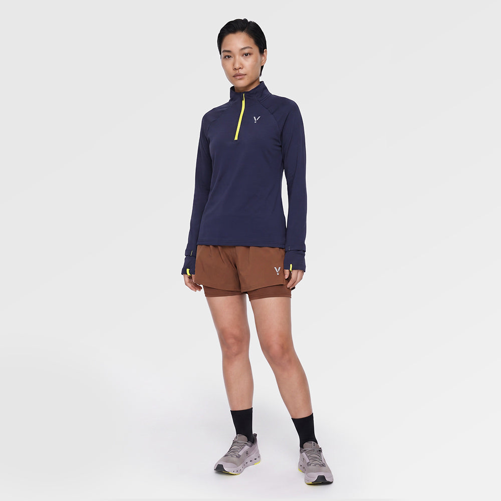 Womens Horizon 1/4 Zip Hoodless Running Grid Fleece Fleece (Navy) ✦AI