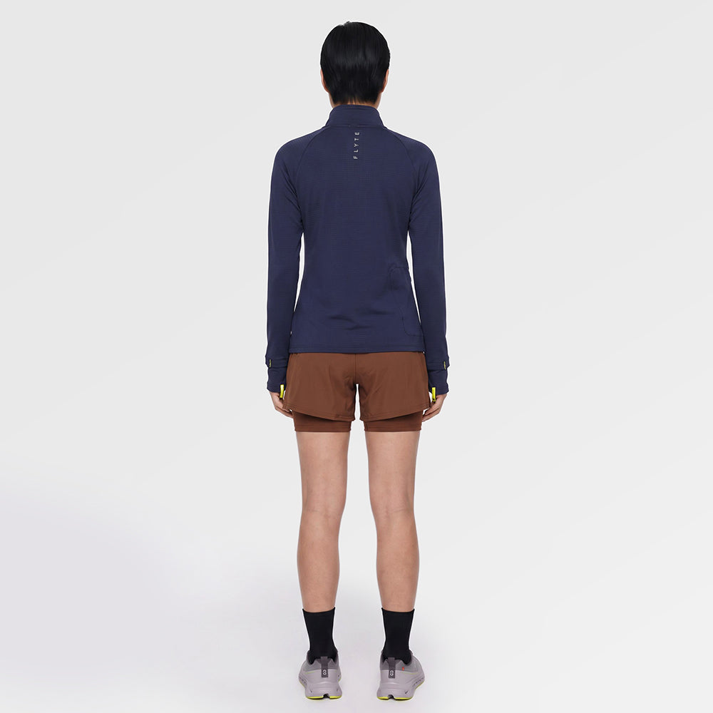 Womens Horizon 1/4 Zip Hoodless Running Grid Fleece Fleece (Navy) ✦AI