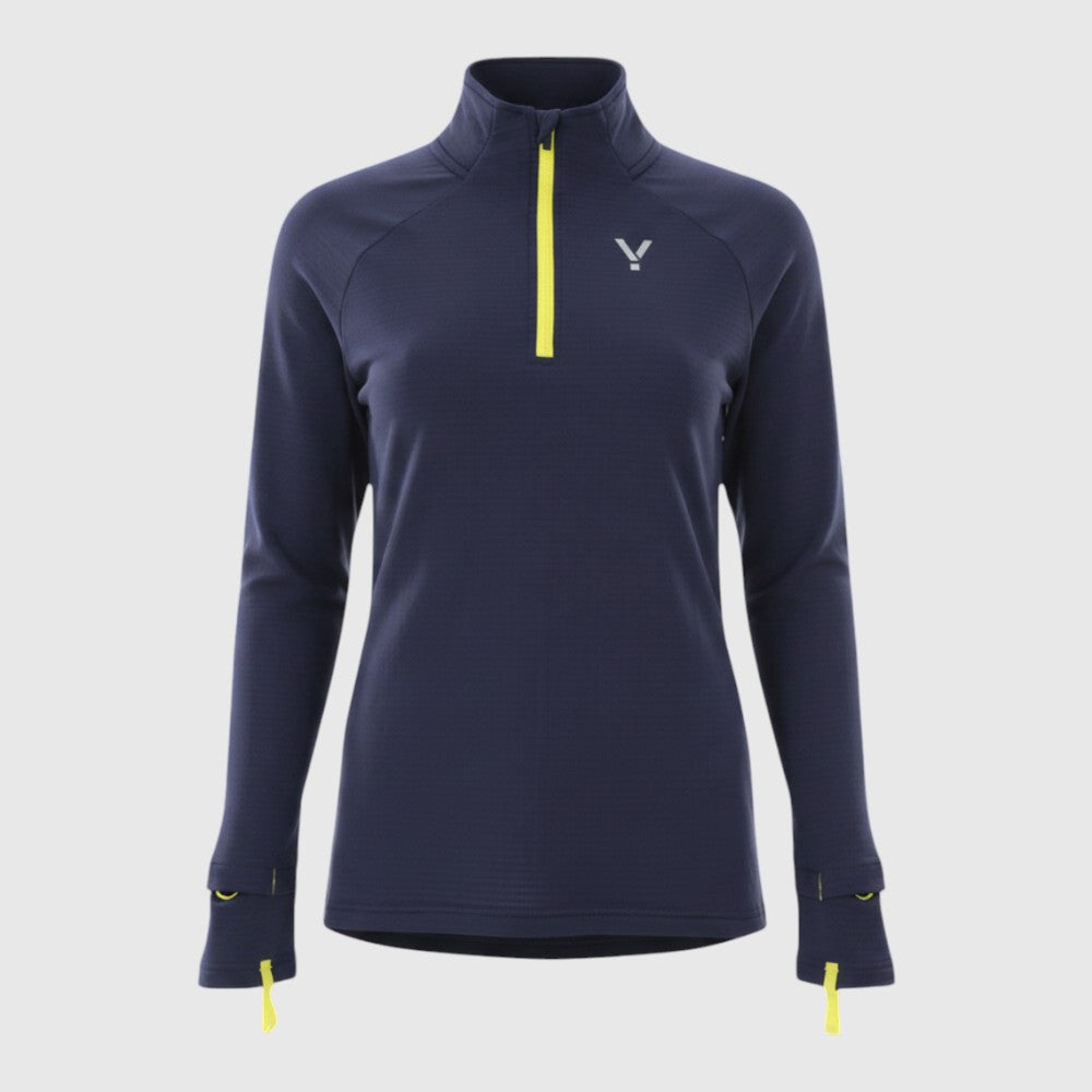 Womens Horizon 1/4 Zip Hoodless Running Grid Fleece Fleece (Navy) #contain ✦AI