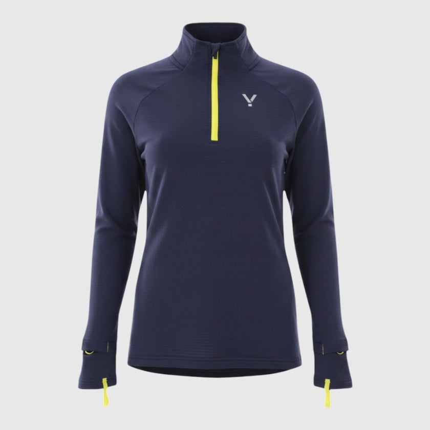 Womens Horizon 1/4 Zip Hoodless Running Grid Fleece Fleece (Navy) #contain ✦AI